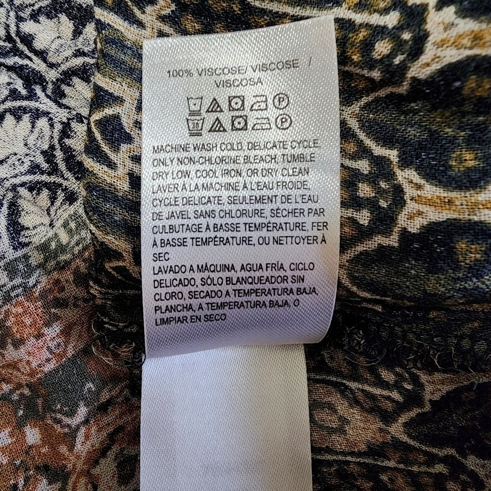 Lucky Brand Long Sleeve V-neck Patterned Oversized Blouse - Small - Picture 6 of 7